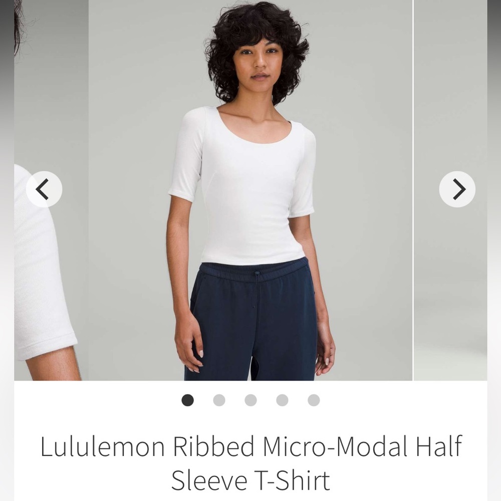 Lululemon Ribbed Micro-Modal Half Sleeve T-Shirt Size 10 White NWT